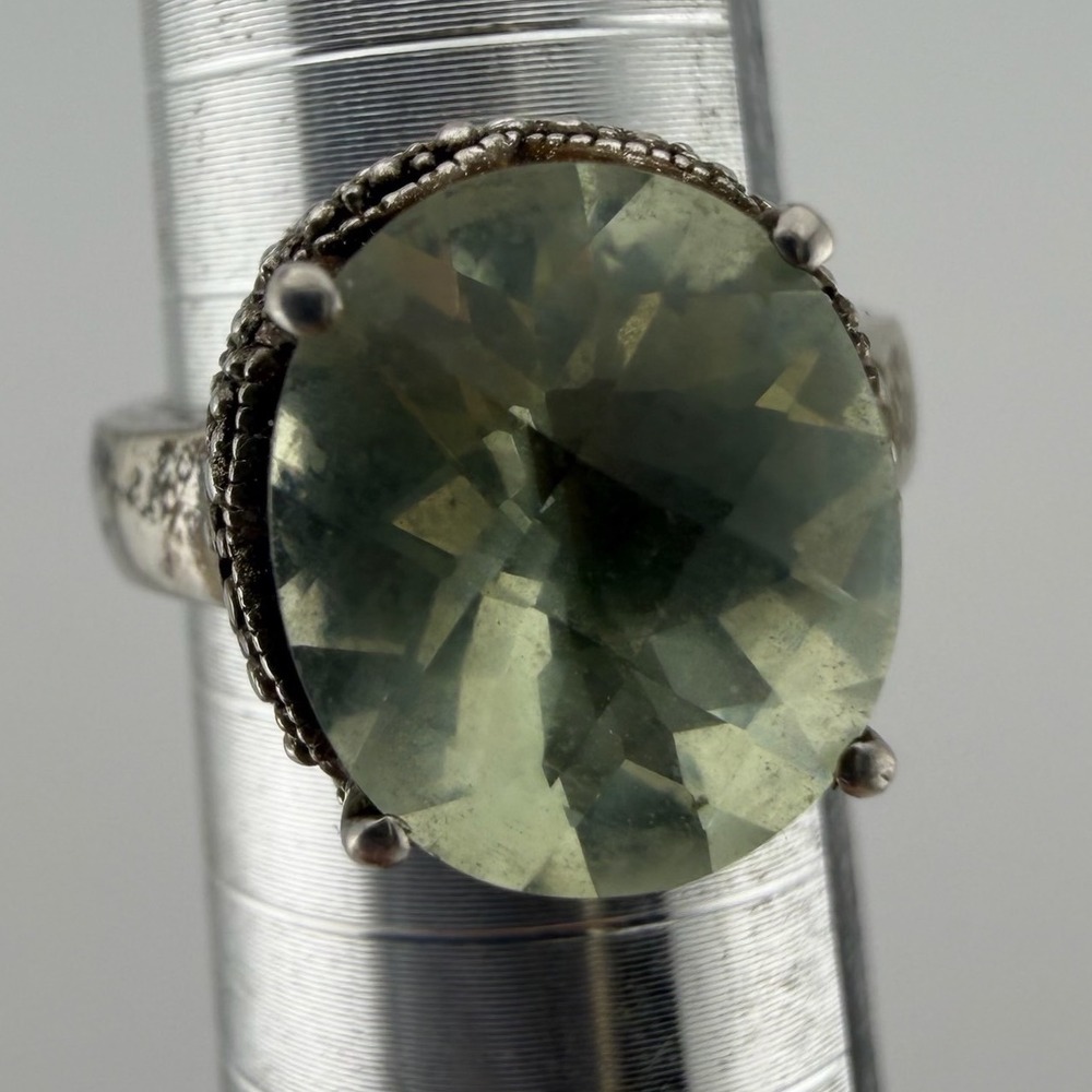 Unbranded Womens Green Amethyst Ring Size 6 Sterling Silver 925 Boho Oval Gem - Picture 7 of 9
